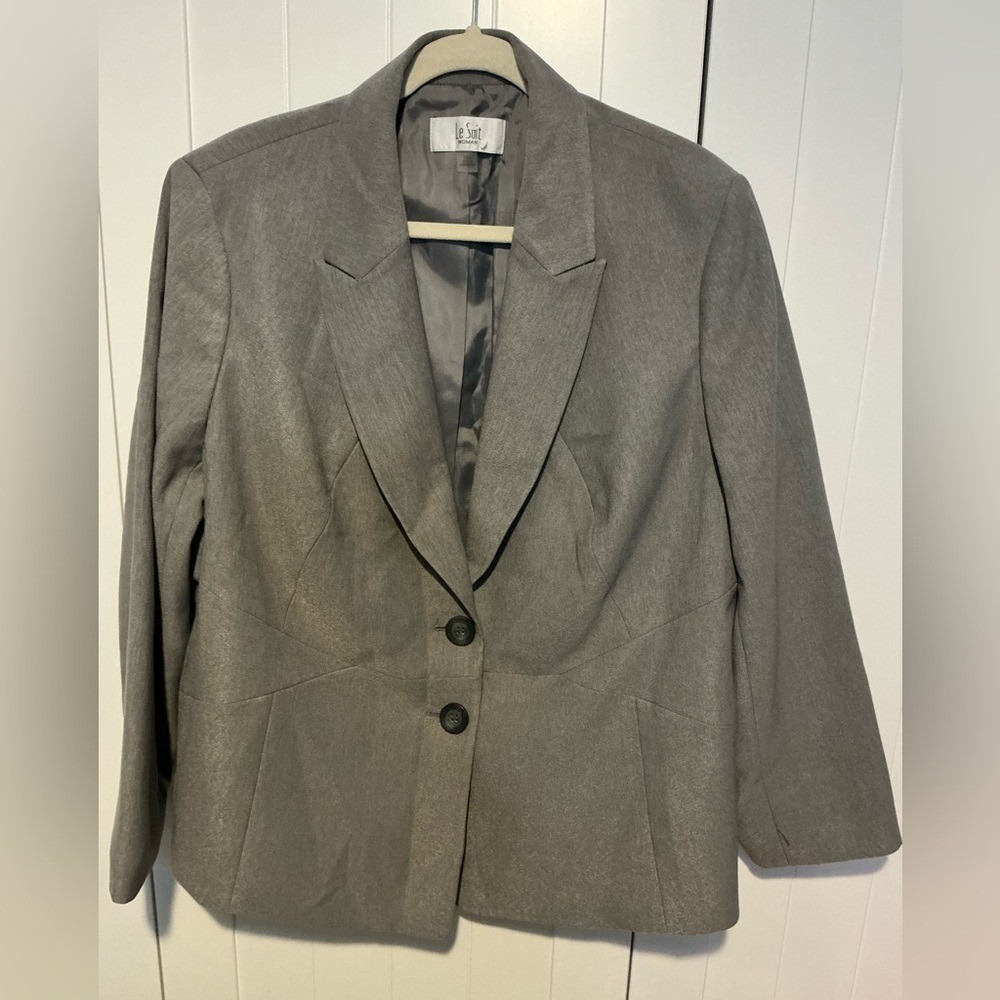 Le Suit Woman Gray‎ Blazer Jacket Size 18W